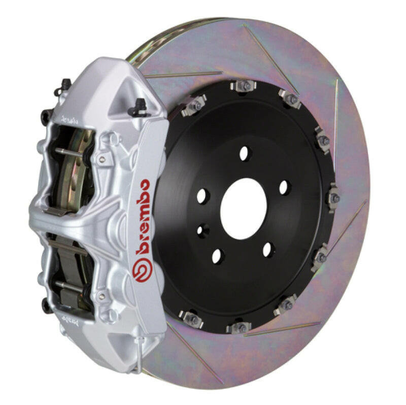 Brembo 15-19 Macan Turbo Front GT BBK 6 Piston Cast 405x34 2pc Rotor Slotted Type1-Silver Brake Kits - Performance Slot Brembo