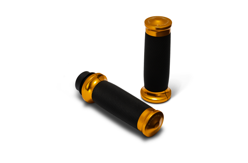 Performance Machine 08-23 Touring, 16-24 Softail TBW Contour Handle Grip Set - Gold Grips Performance Machine