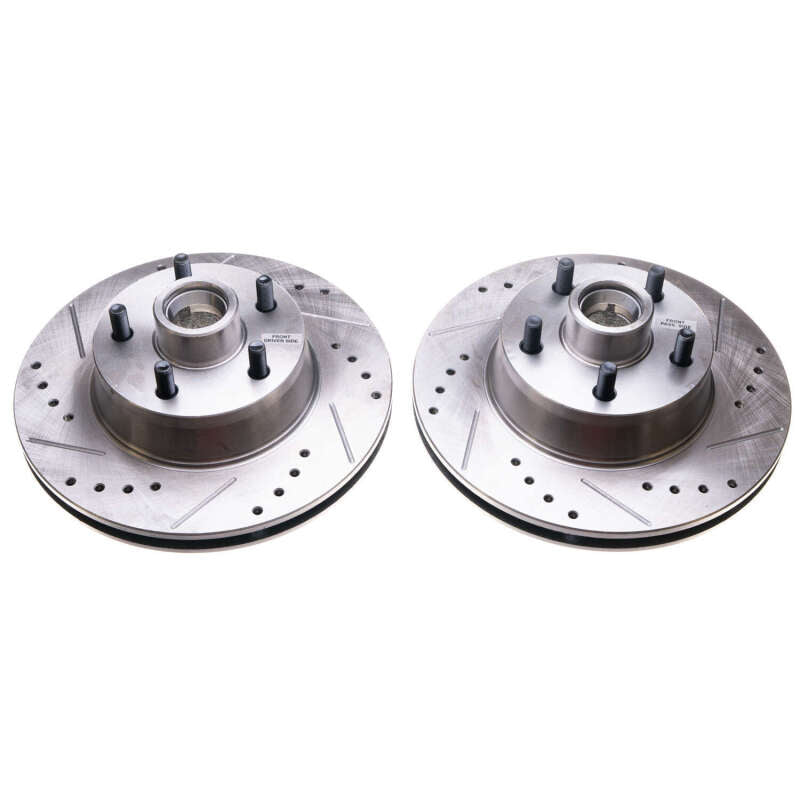 Power Stop 69-70 Ford Country Squire Front Evolution Drilled & Slotted Rotors - Pair Brake Rotors - Slot & Drilled PowerStop