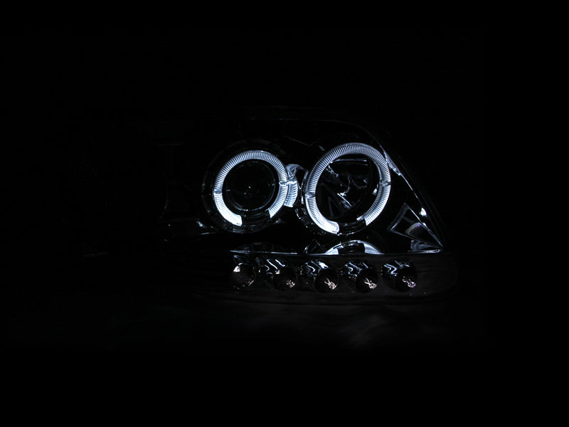ANZO 1997.5-2003 Ford F-150 Projector Headlights w/ Halo and LED Chrome 1pc Headlights ANZO