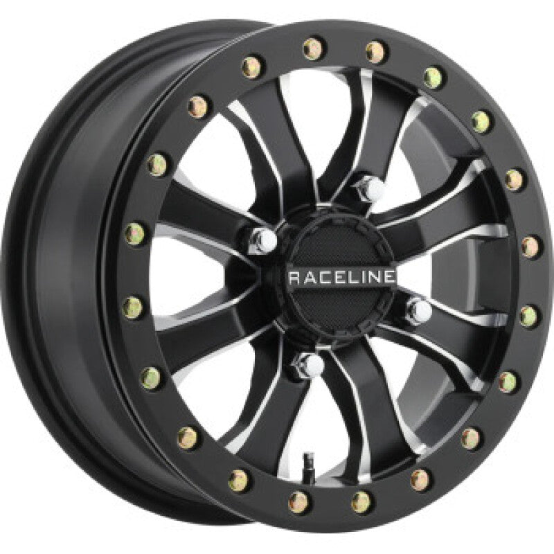 Raceline A71MB Mamba 14x6in/4x156 BP/5+1 40mm Offset/132.5mm Bore - Black & Machined Beadlock Wheel Wheels - Cast Raceline