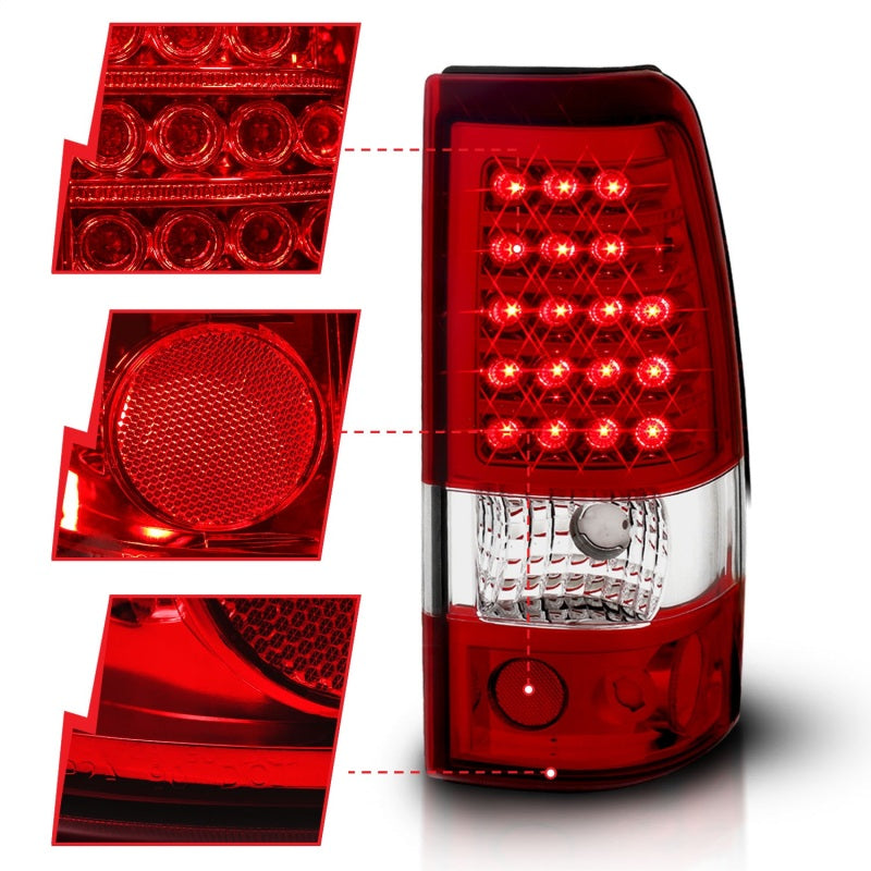 ANZO 2003-2006 Chevrolet Silverado 1500 LED Taillights Red/Clear Tail Lights ANZO
