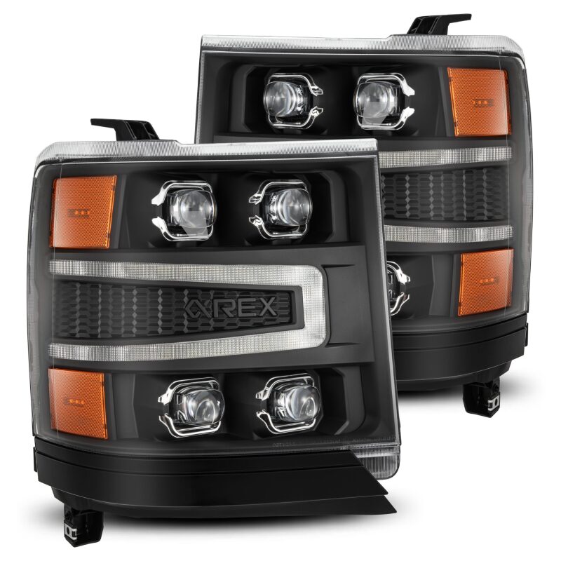 AlphaRex 16-18 Chevy 1500HD NOVA-Series LED Proj Headlights BK w/Actv Lgt/SeqSig & DRL (Req 810023) Headlights AlphaRex