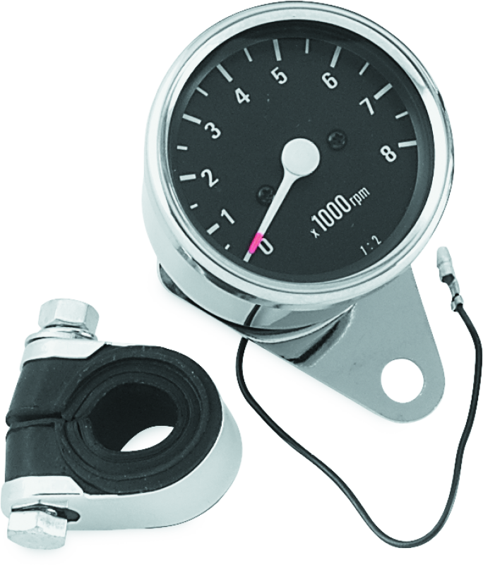 Bikers Choice Big Twin & XL Mechanical Custom Mini Tachometer Black Face 8000 Rpm 2 1/2 Inch Gauges Bikers Choice