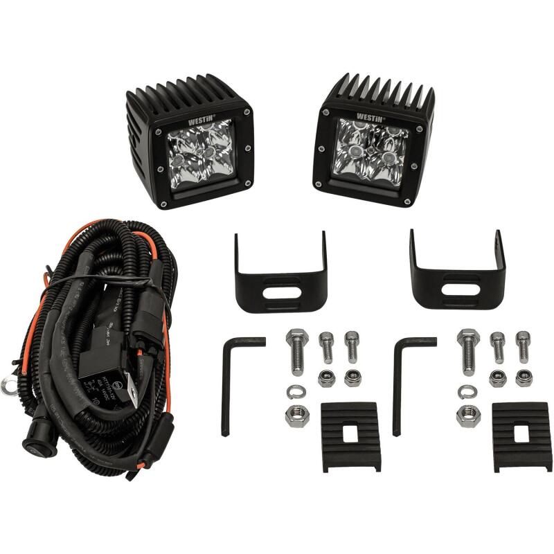 Westin Compact LED -4 5W Cree 3 inch x 3 inch (Set of 2) - Black Light Bars & Cubes Westin
