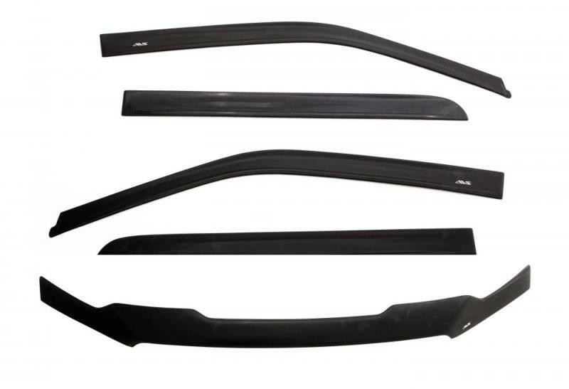 AVS 07-18 Jeep Wrangler (2 Door) Ventvisor & Aeroskin Deflector Combo Kit - Matte Black Wind Deflectors AVS