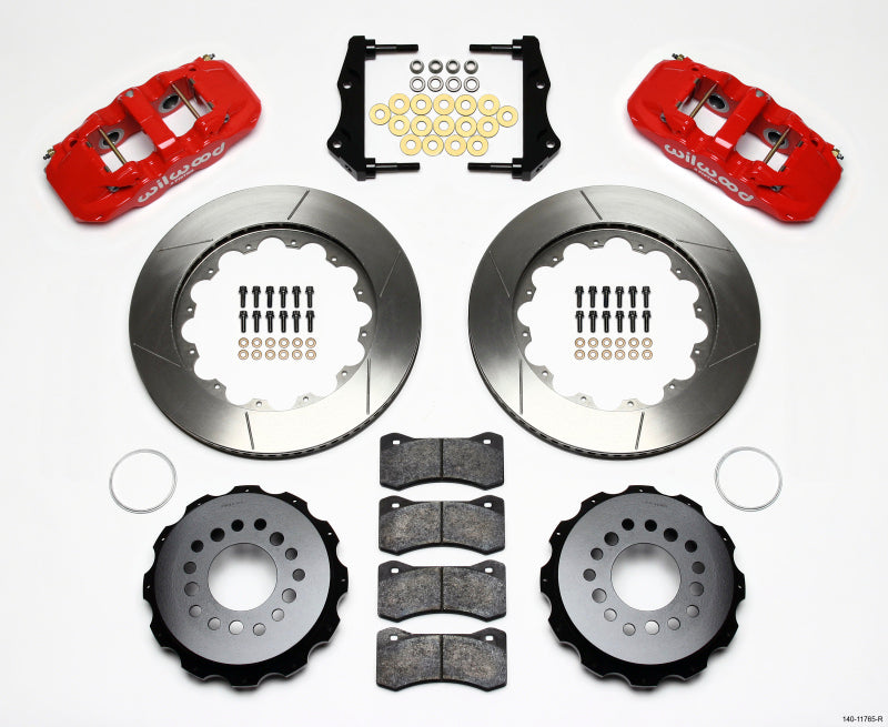 Wilwood AERO4 Rear Kit 14.25in Red 2006-10 Magnum/Challenger/Charger/300C Big Brake Kits Wilwood