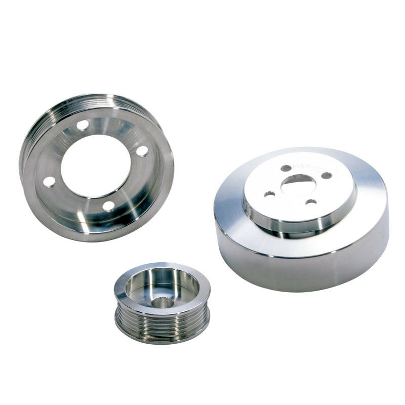 BBK 94-95 Mustang 5.0 Underdrive Pulley Kit - Lightweight CNC Billet Aluminum (3pc) Pulleys - Crank, Underdrive BBK