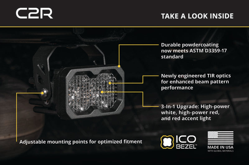 Diode Dynamics C2R White Flood Flush Mount LED Pod (Pair) Light Accessories and Wiring Diode Dynamics