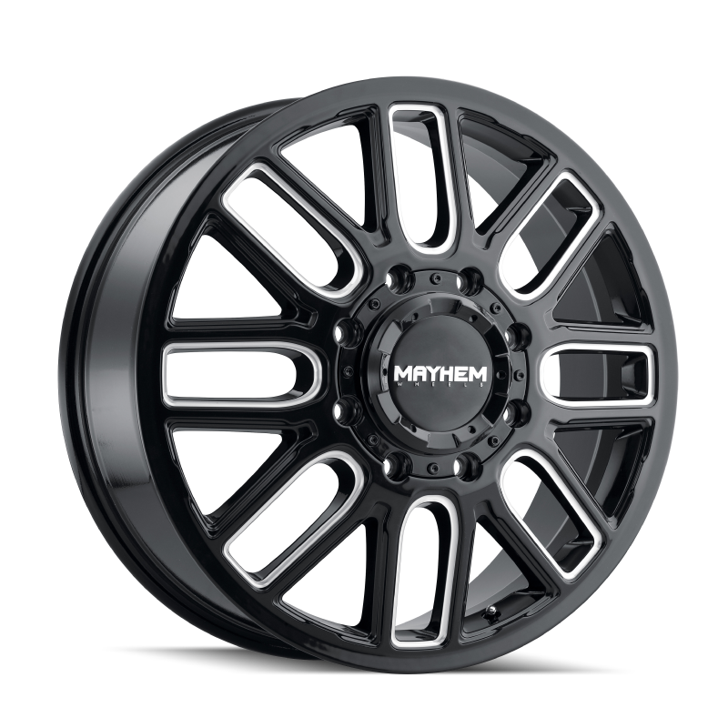 Mayhem 8107D Cogent Dually 20x8.25/8x165.1 BP/115mm Offset/121.3mm Hub Black w/ Milled Spokes Wheel Wheels - Cast Mayhem