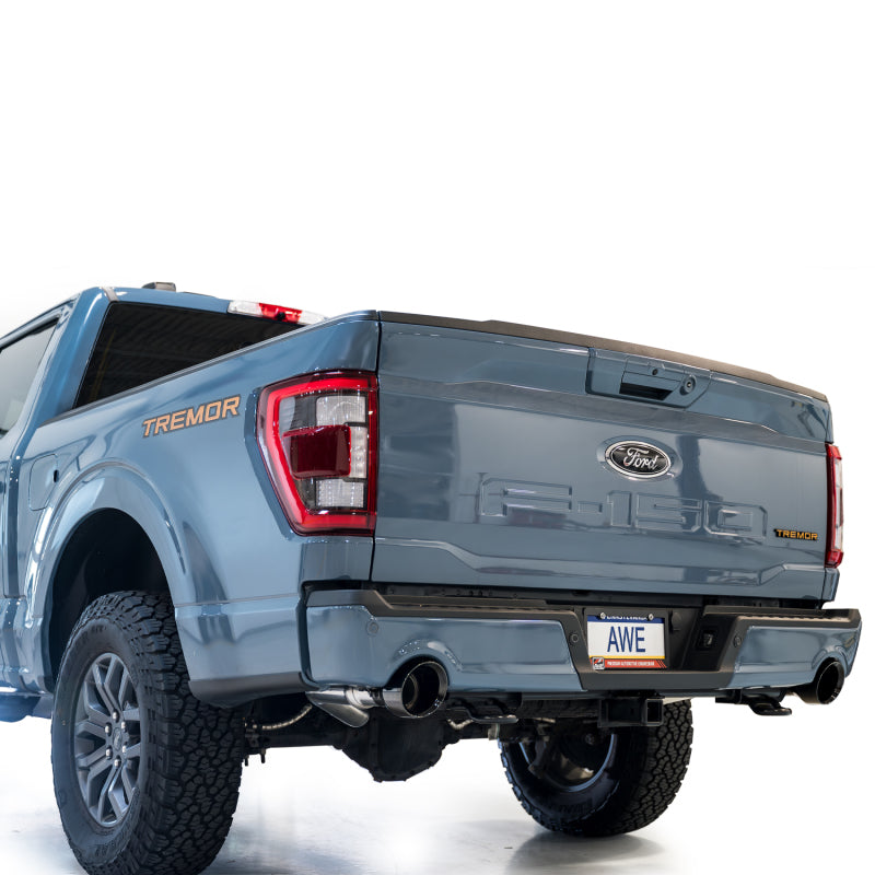 AWE Tuning 2021+ Ford F-150 Tremor (w/ Bumper Cutouts) 0FG Resonated Cat-Back - Diamond Black Tips Catback AWE Tuning