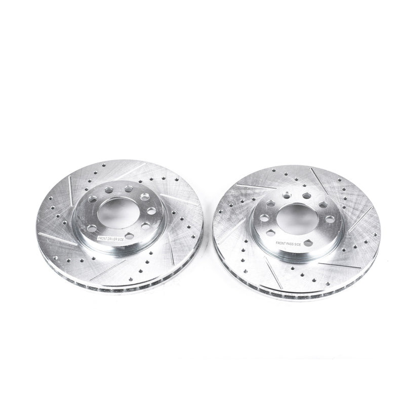 Power Stop 03-11 Saab 9-3 Front Evolution Drilled & Slotted Rotors - Pair Brake Rotors - Slot & Drilled PowerStop