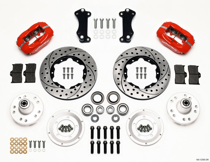 Wilwood Forged Dynalite Front Kit 11.00in Drill-Red Heidts Tri -5 2 inch Drop Spindle Big Brake Kits Wilwood