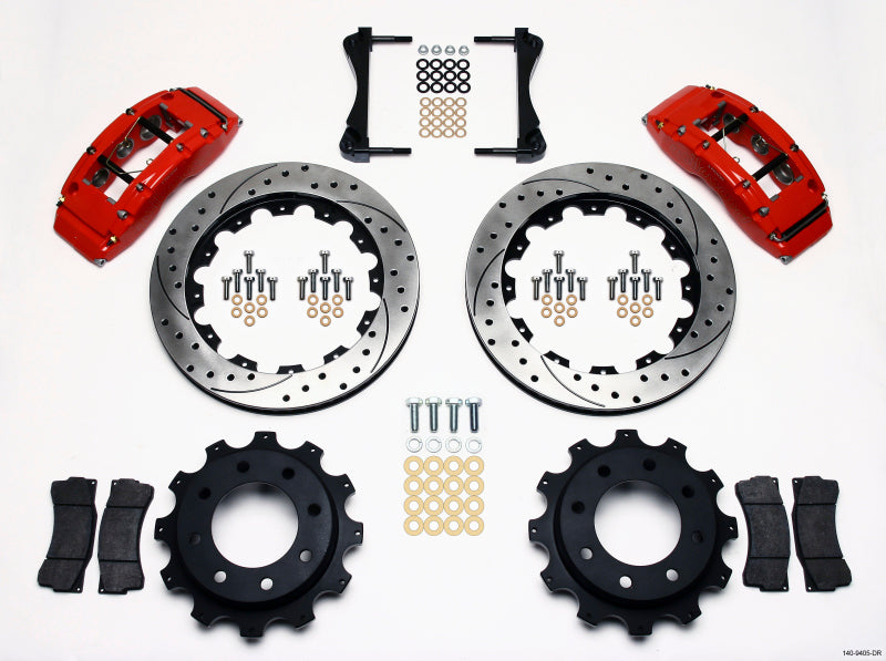 Wilwood TC6R Rear Kit 16.00in Drilled Red 1999-2010 GM H2 / 2500 4.63 Cntr Big Brake Kits Wilwood