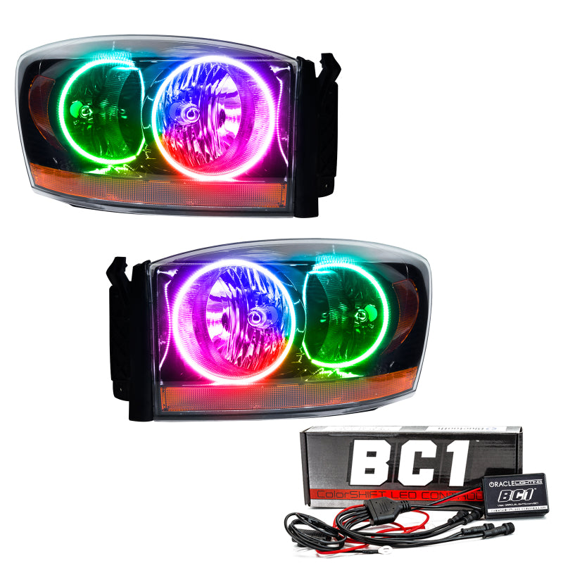 Oracle 06 Dodge Ram SMD HL - Black - ColorSHIFT w/ BC1 Controller Headlights ORACLE Lighting