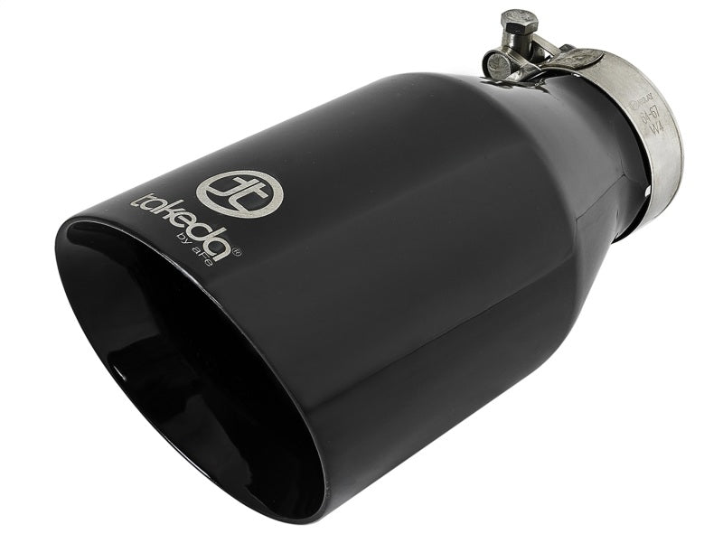aFe Takeda 409 SS Clamp-On Exhaust Tip 2.5in. Inlet / 4.5in. Outlet / 9in. L - Black Tips aFe