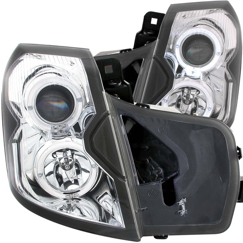 ANZO 2003-2007 Cadillac CTS Projector Headlights w/ Halo Chrome Headlights ANZO