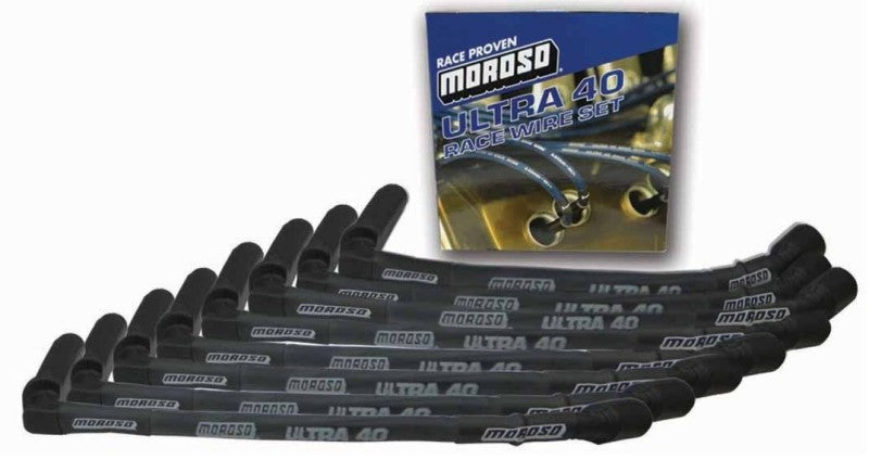 Moroso GM LS Ignition Wire Set - Ultra 40 - Sleeved - 15in Wire (Use w/Part No 68471/68473) - Black Spark Plug Wire Sets Moroso