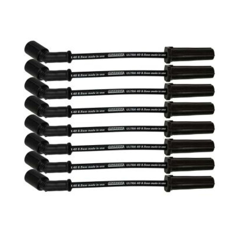 Moroso GM LS/LT 8.5mm Ultra 40 9.75 in Long Wire Set w/o Alum Heatshield - Black Spark Plug Wire Sets Moroso