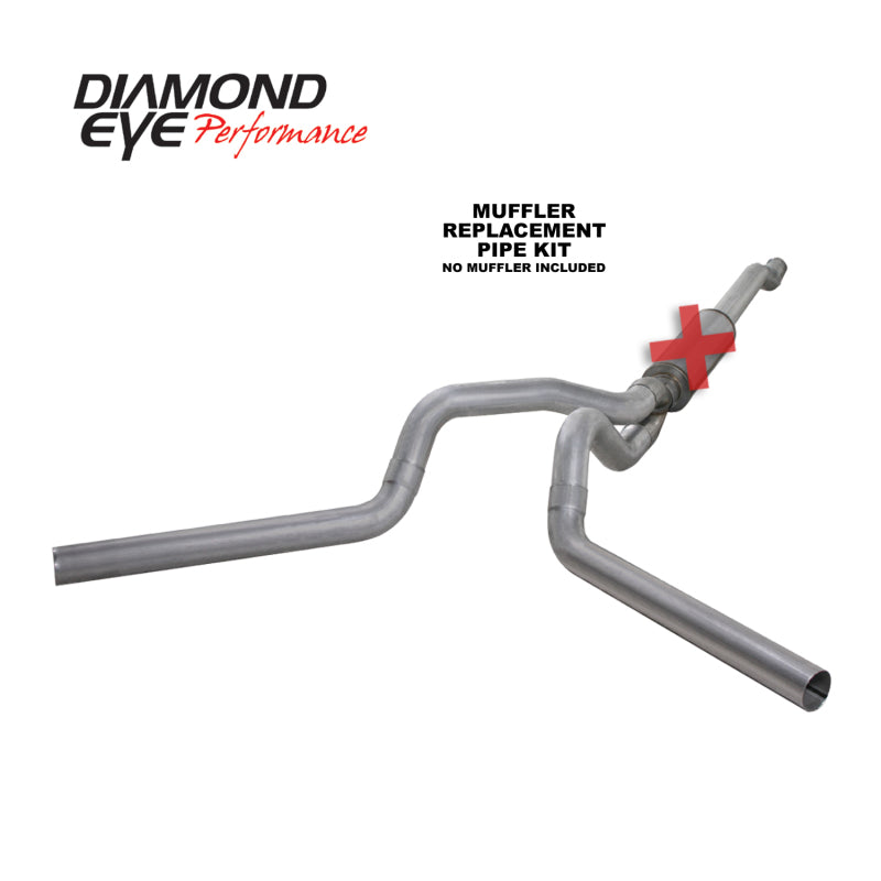 Diamond Eye KIT 4in Catback MFLR RPLCMENT PIPE DUAL AL: 03-07 FORD 6.0L F250/F350 Catback Diamond Eye Performance