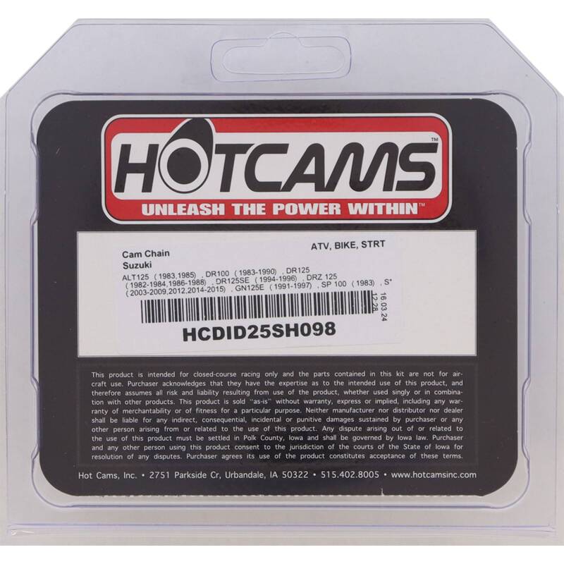Hot Cams 89-04 LT 160 QuadRunner/84-87 LT 185 QuadRunner Camshaft Chain Roller Kit Camshafts Hot Cams