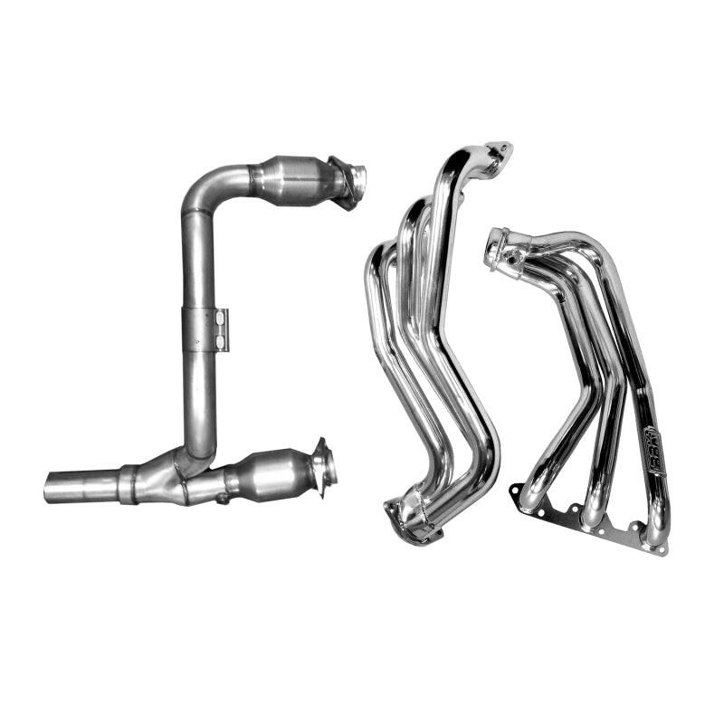 BBK 07-11 Jeep 3.8 V6 Long Tube Exhaust Headers And Y Pipe And Converters - 1-5/8 Silver Ceramic Headers & Manifolds BBK