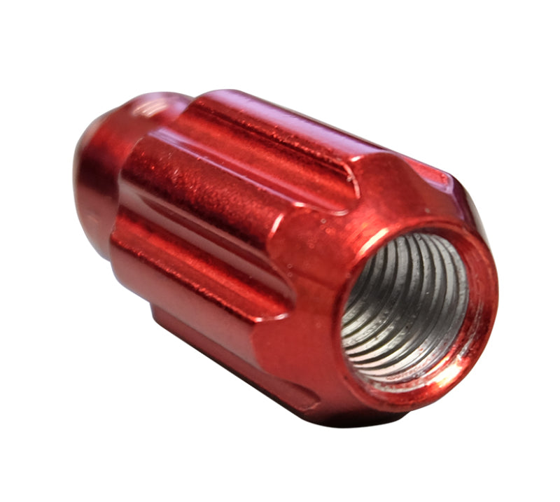 NRG 500 Series M12 X 1.5 Bullet Shape Steel Lug Nut Set - 21 Pc w/Lock Key - Red Lug Nuts NRG
