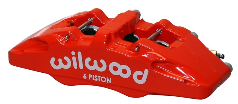 Wilwood Caliper-Forged Dynapro 6 5.25in Mount-Red-L/H 1.38/1.00/1.00in Pistons .81in Disc Brake Calipers - Perf Wilwood
