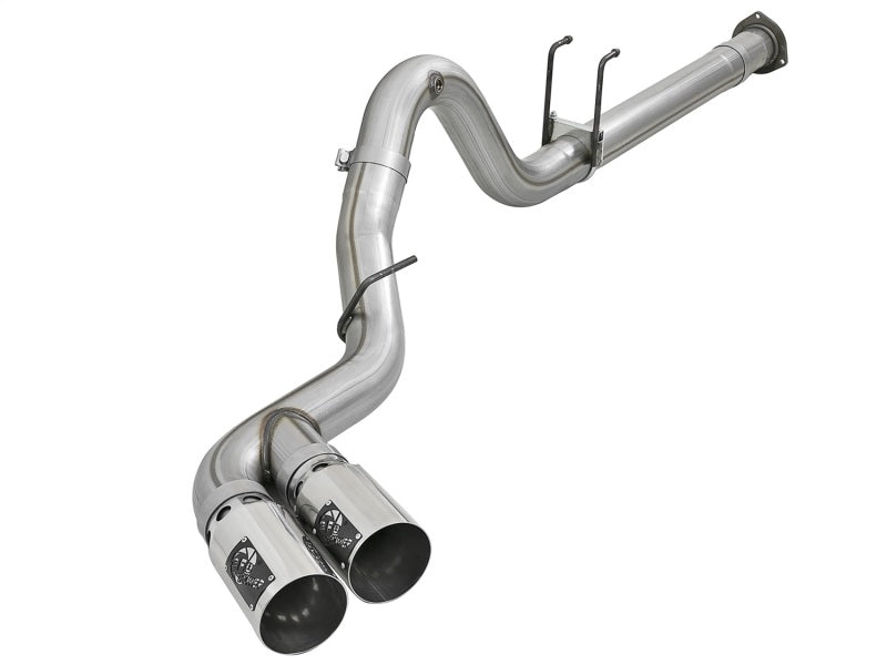 aFe Rebel XD 4in SS Down-Pipe Back Exhaust w/Dual Polished Tips 17-18 Ford Diesel Trucks V8-6.7L(td) DPF Back aFe