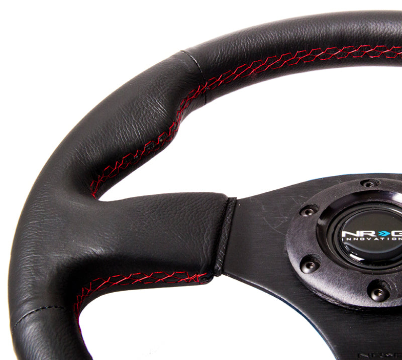 NRG Reinforced Steering Wheel (320mm) Leather w/Red Stitch Steering Wheels NRG