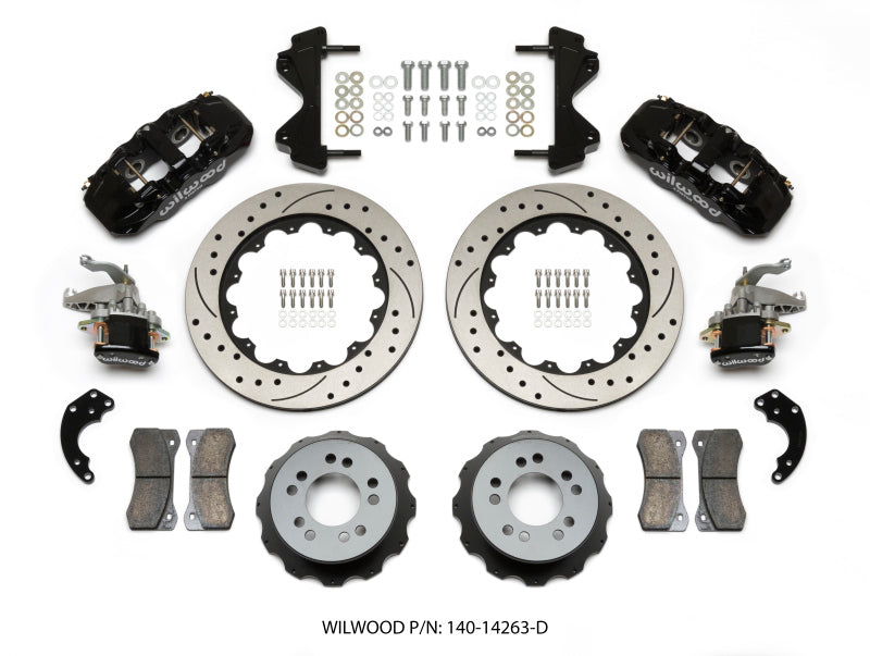 Wilwood AERO4 / MC4 Rear Kit 14.00 Drilled Currie Pro-Tour Unit Bearing Floater Big Brake Kits Wilwood