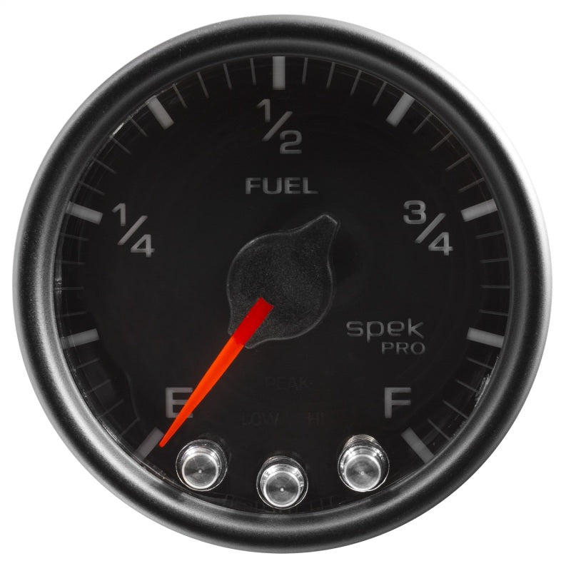 Autometer Spek-Pro Gauge Fuel Level 2 1/16in 0-270 Programmable Blk/Blk Gauges AutoMeter