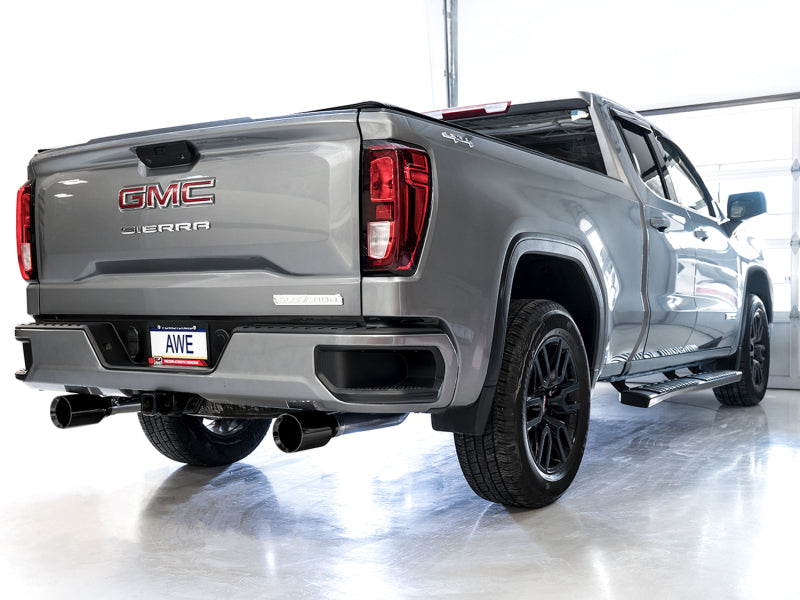 AWE Tuning 4th Gen GM 1500 5.3L 0FG Cat-Back Split Rear Exit (Flat Bumper) - Dual Diamond Tips Catback AWE Tuning