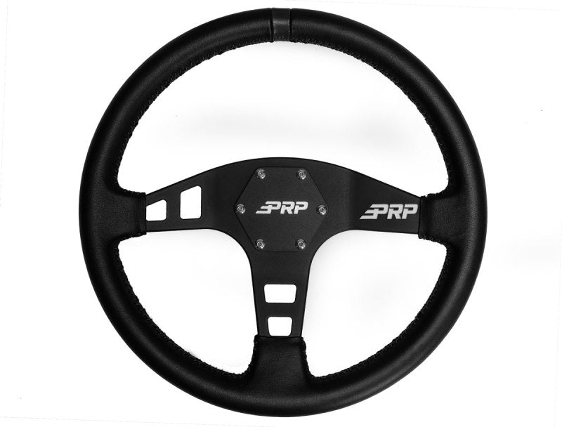 PRP Flat Leather Steering Wheel- Black Steering Wheels PRP Seats