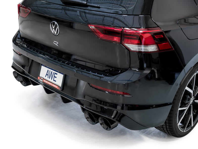 AWE MK8 Volkswagen Golf R 3in Touring Edition Quad Exhaust - Diamond Black Tips Catback AWE Tuning