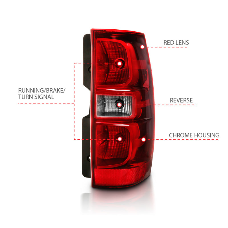 ANZO 2007-2014 Chevy Tahoe Taillight Red/Clear Lens (OE Replacement) Tail Lights ANZO