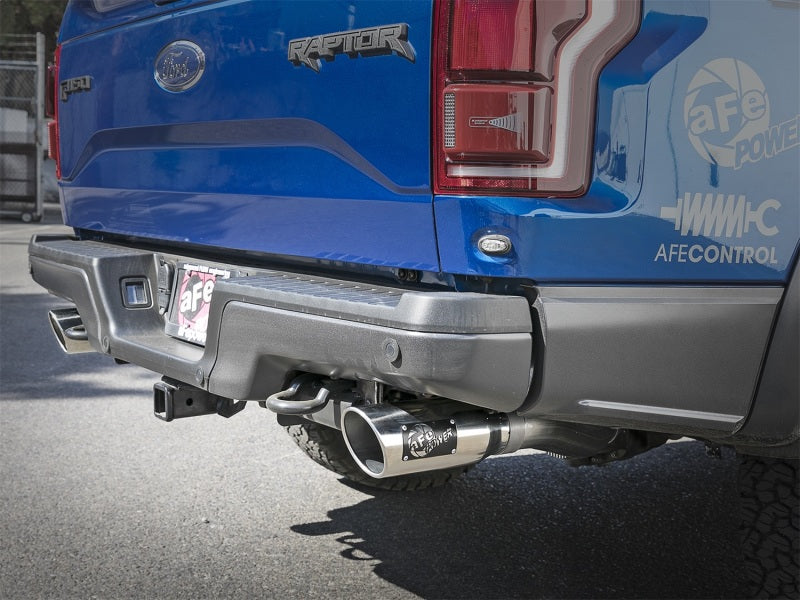 aFe MACHForce-XP 3in to 3-1/2in 304 SS Cat-Back Exhaust w/Polished Tips 17-18 Ford F-150 Raptor 3.5L Catback aFe
