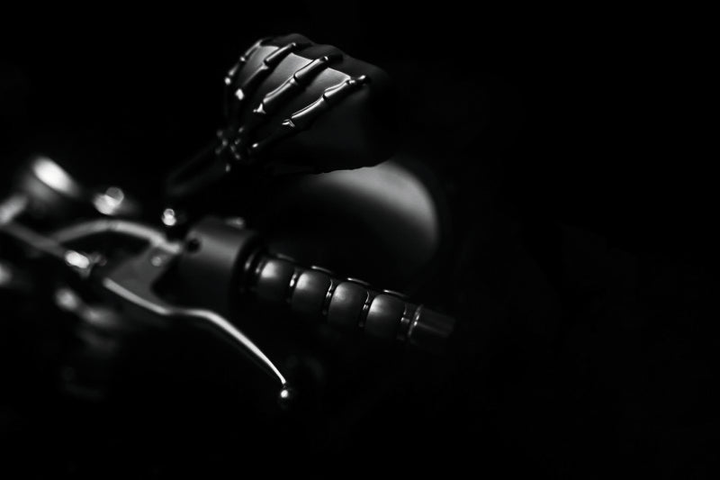 Kuryakyn Skeleton Hand Mirrors Black/Black Rear View Mirrors Kuryakyn