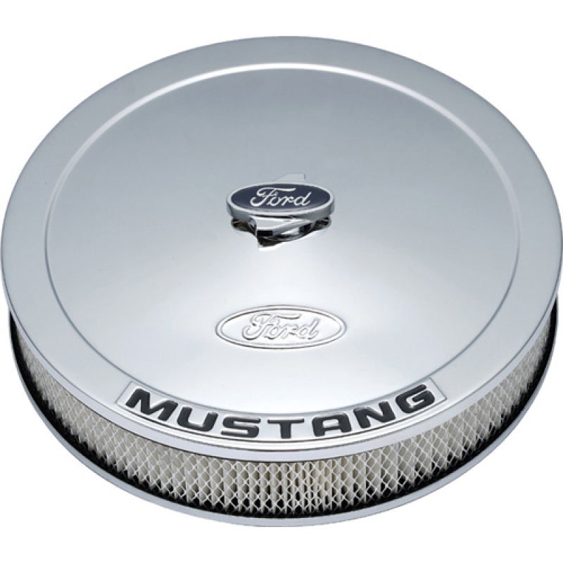 Ford Racing Air Cleaner Kit - Chrome w/Mustang Emblem Air Filters - Universal Fit Ford Racing