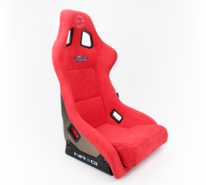 NRG FRP Bucket Seat ULTRA Edition - Large (Red Alcantara/Gold Glitter Back) Race Seats NRG