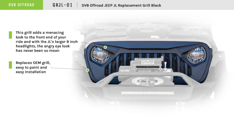 DV8 Offroad 2018+ Jeep JL/ Gladiator Angry Grill Grilles DV8 Offroad