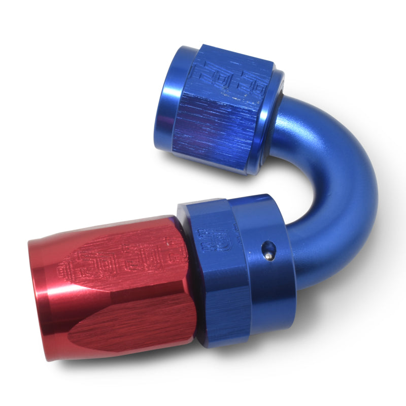 Russell Performance -8 AN Red/Blue 150 Degree Full Flow Swivel Hose End (With 3/4in Radius) Fittings Russell
