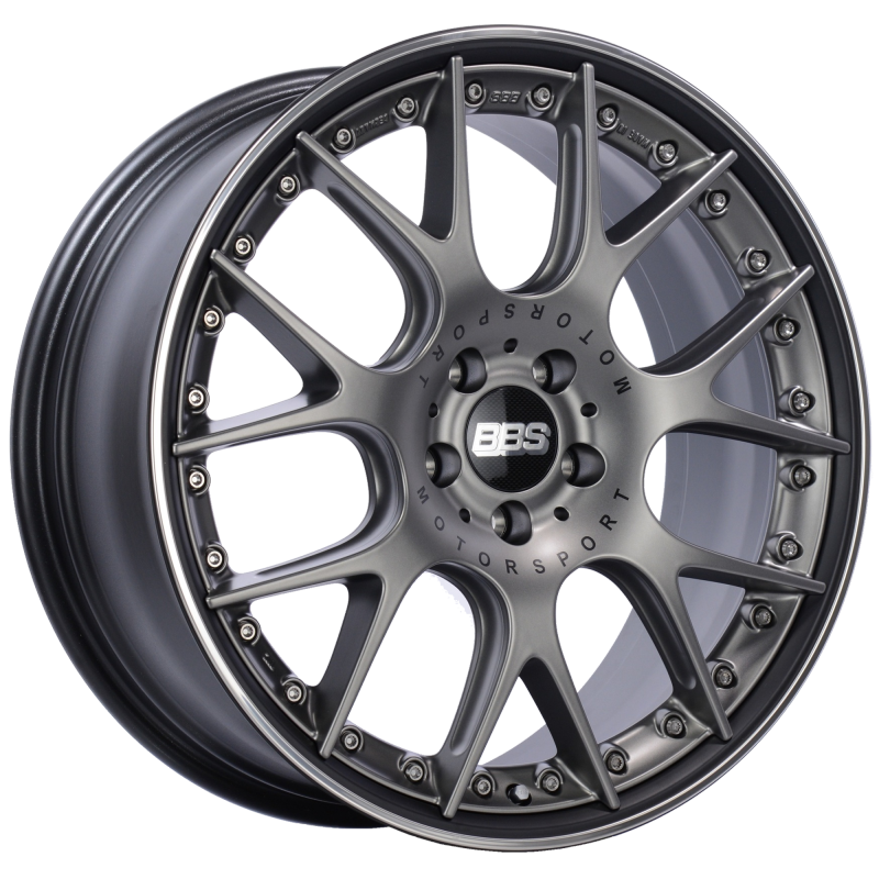 BBS CH-RII 20x8.5 5x112 ET42 Satin Platinum Center Black Lip SS Rim Prot Wheel -82mm PFS/Clip Req Wheels - Cast BBS
