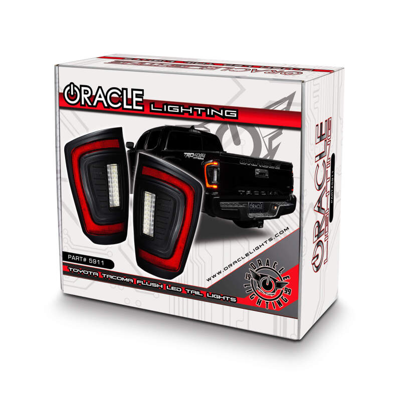 Oracle Lighting 16-23 Gen 3 Toyota Tacoma Black Series Flush Style LED Tail Lights Tail Lights ORACLE Lighting