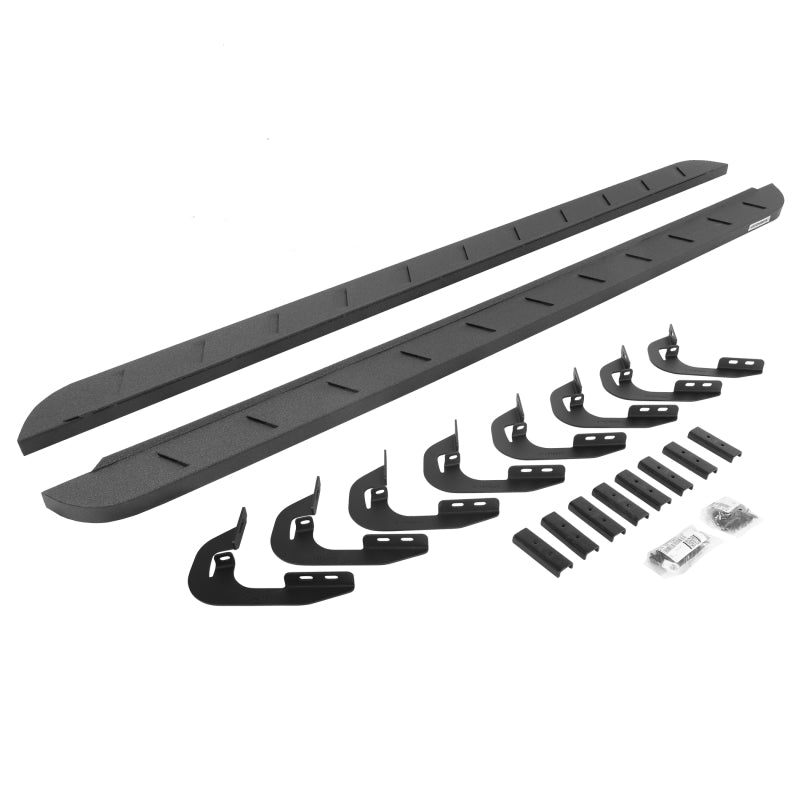 Go Rhino 14-18 GMC Sierra 1500 CC 4DR RB10 Slim Running Boards Kit (Incl. Brackets) - Bedliner Coat Running Boards Go Rhino