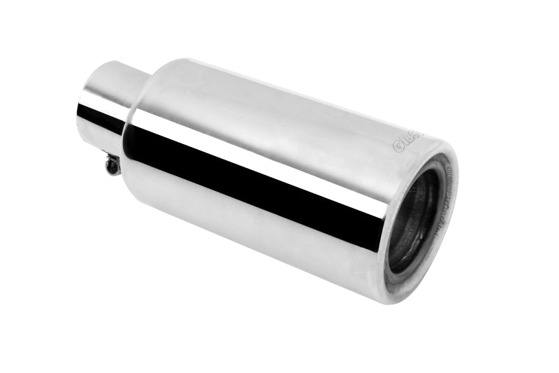 Gibson Rolled Edge Angle-Cut Muffler Quiet Tip - 4in OD/2.25in Inlet/12in Length - Stainless Tips Gibson