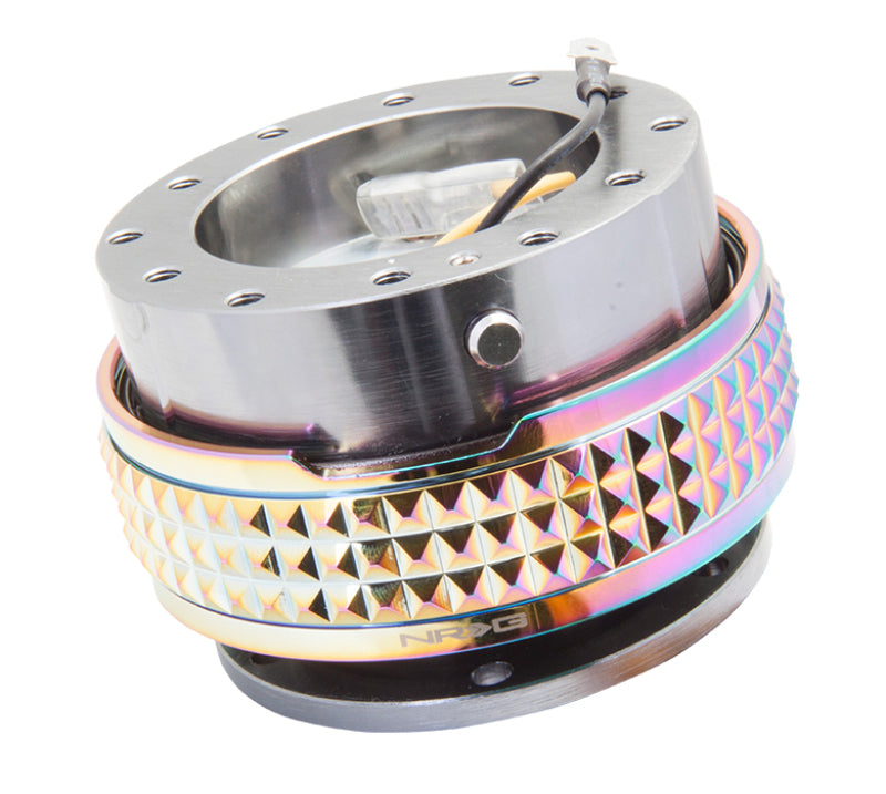 NRG Quick Release Kit - Pyramid Edition - Gunmetal Body / Neochrome Pyramid Ring Quick Release Adapters NRG