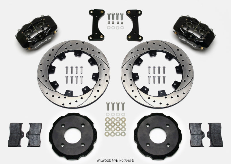 Wilwood Forged Dynalite Front Hat Kit 12.19in Drilled 2002 Mitsubishi Lancer Big Brake Kits Wilwood