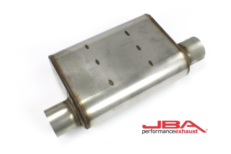 JBA Universal Chambered Style 304SS Muffler 13x9.75x4in 3in In/Out Dia Offset/Offset (Same Side) Muffler JBA
