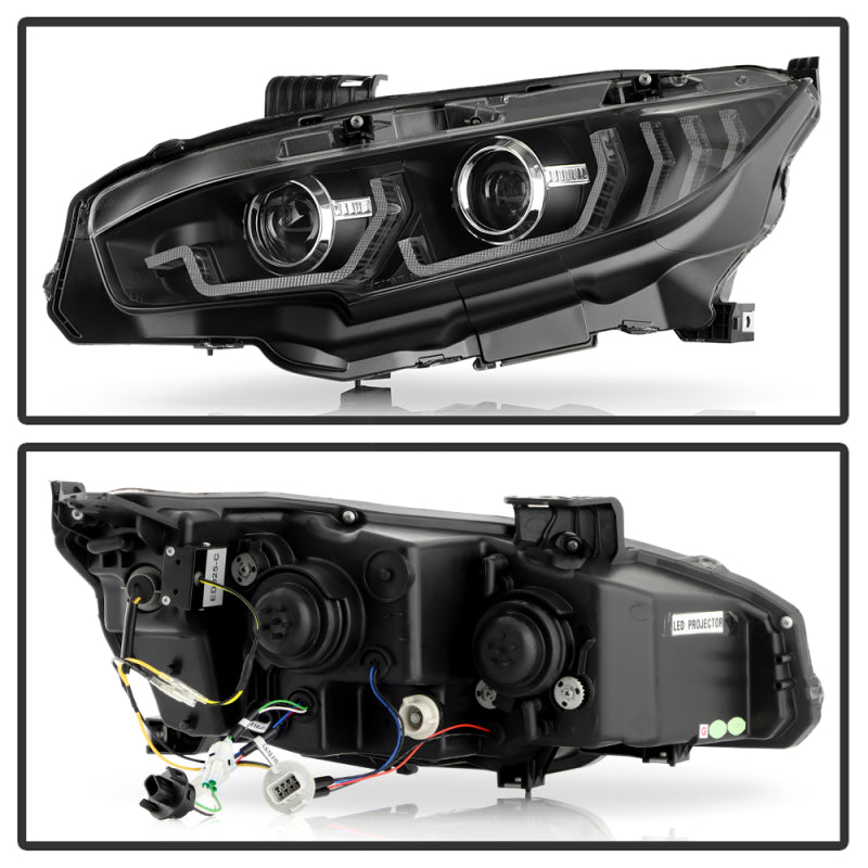 Honda Civic 16-20 LED Model High-Power LED Module Headlights - Black (PRO-YD-HC16LEDAP-SEQGR-BK) Headlights SPYDER